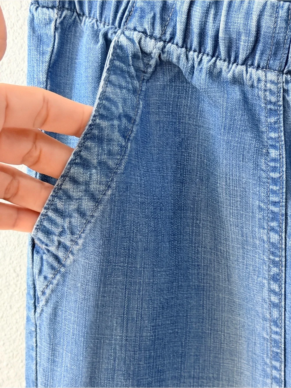 Cloth & Stone Light Blue Drawstring Chambray Pants - Picture 5 of 14